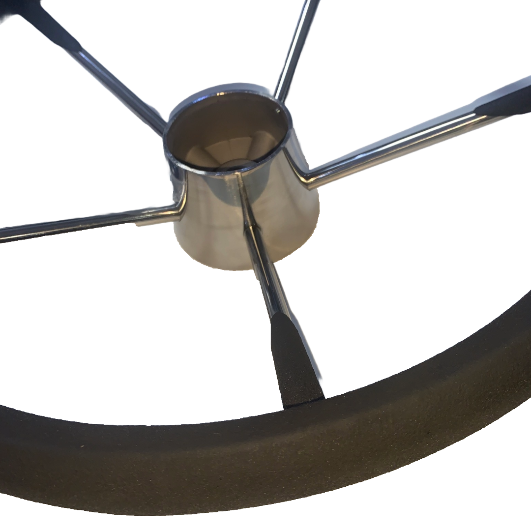 Volante ruota timone nero in acciaio inox Ø 40 cm