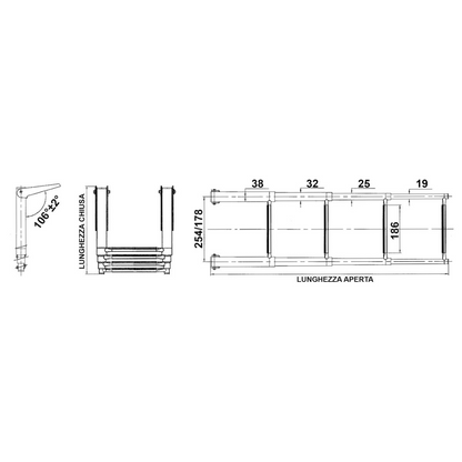 Scaletta inox telescopica 4 gradini bianchi