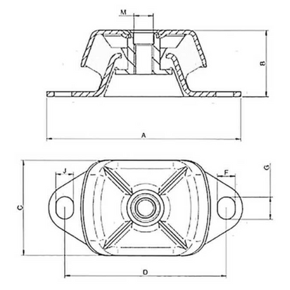 Supporto motore entrobordo antivibranti QS SH 55