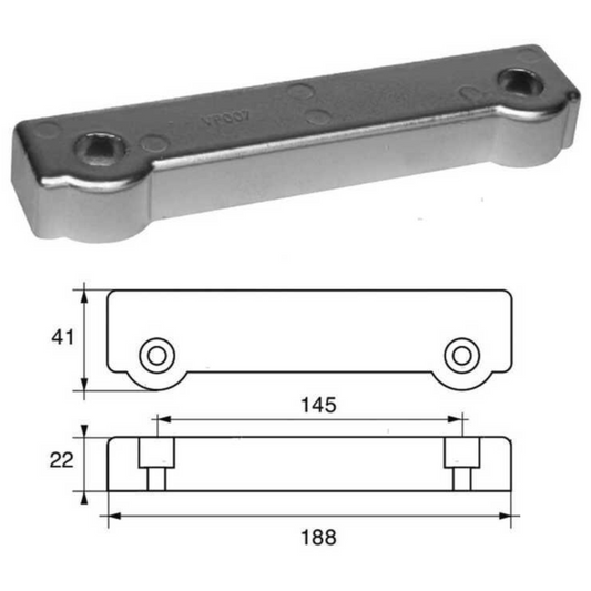 Anodo a barra per Volvo penta 250/270/280 ZN