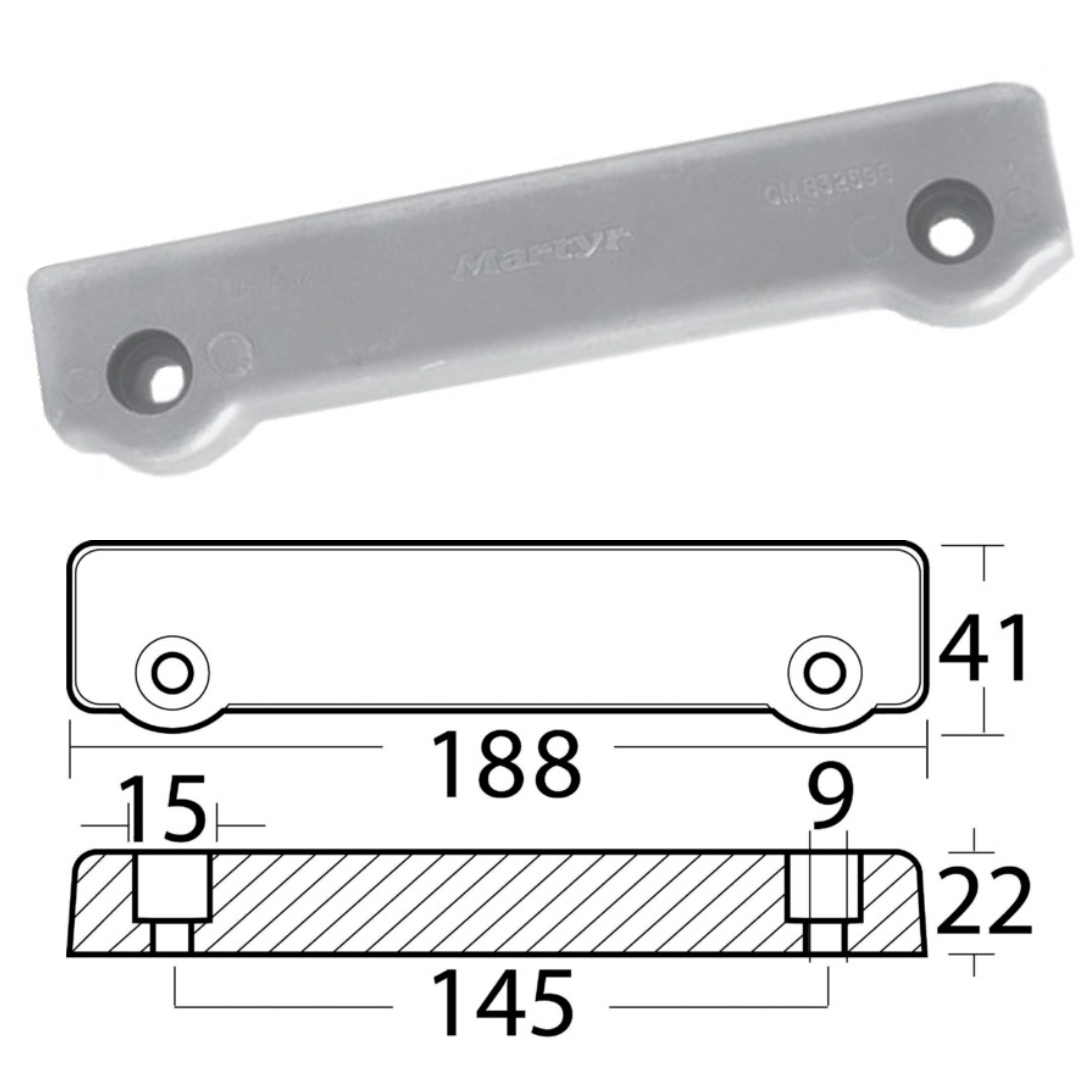 Anodo a barra Volvo penta 250/270/280 ALU