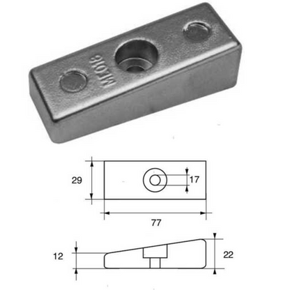 Anodo a piastrina per gambo Mercury 30<>300 HP Optimax Verado