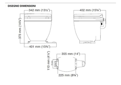 WC elettrico Jabsco Lite flush 12V con pannello