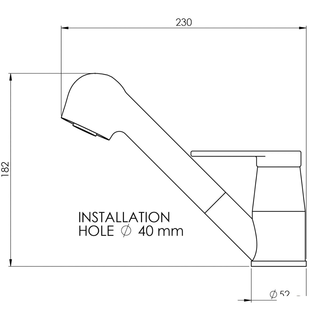 Rubinetto con tubo 1,5 mt doccia estraibile