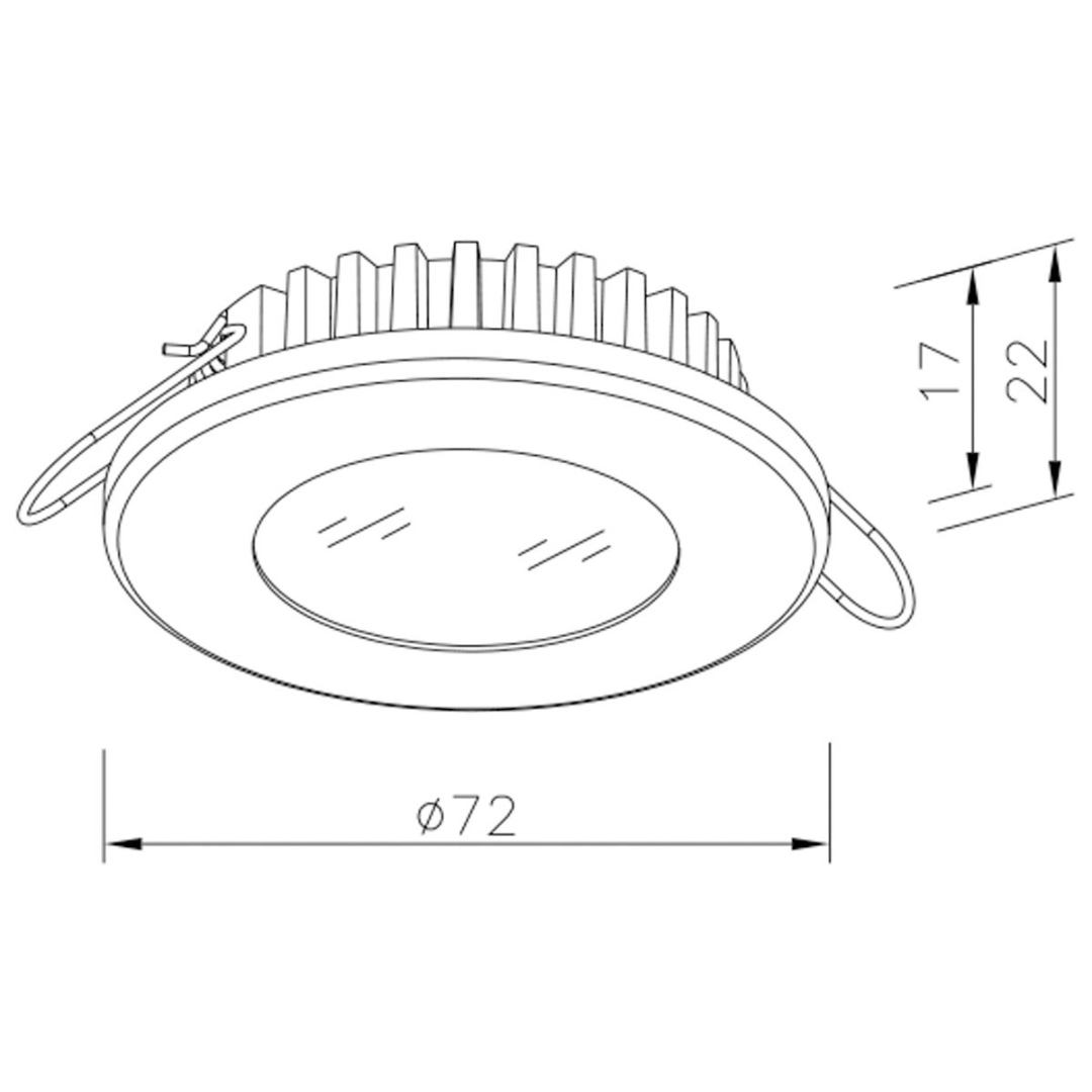 Plafoniera a incasso inox LED 12/24V luce calda 250 lumen