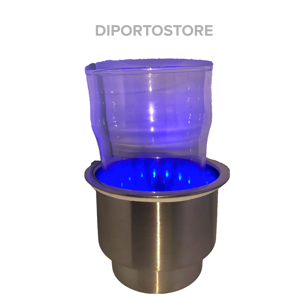 Portabicchieri drenante acciaio inox con LED interni