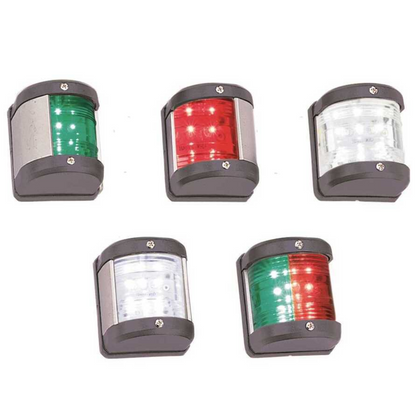 Fanali di navigazione MEDI LED 12V in plastica nera e acciaio inox