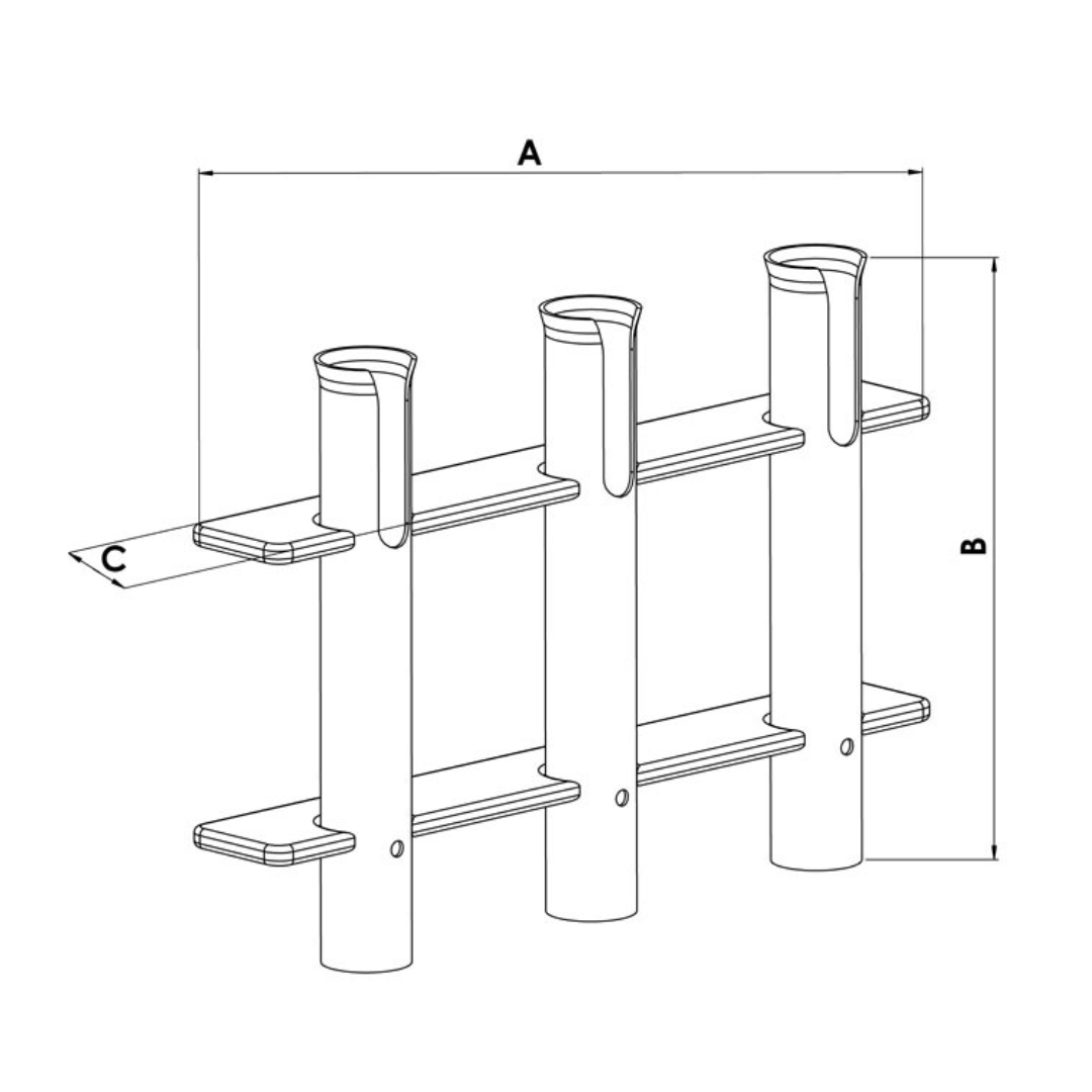 Rack portacanne 2 posti a parete in plastica